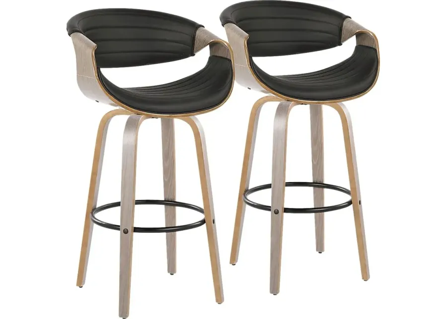 Loblolly I Black Swivel Barstool, Set of 2-Black