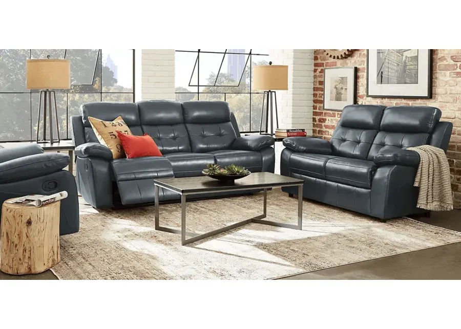 Antonin Blue Leather 3 Pc Reclining Living Room-83