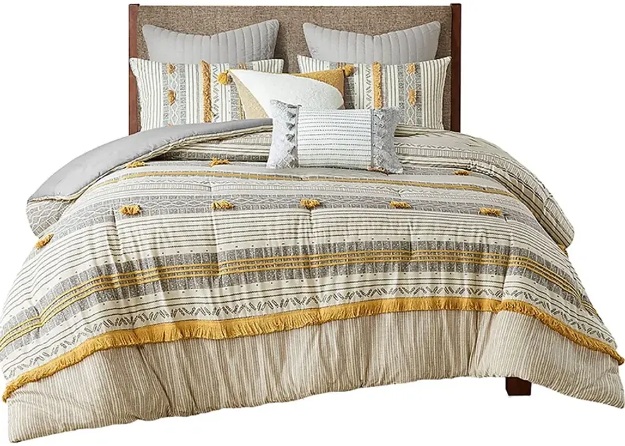 Saedi Gray King/ Cal 3 pc Comforter Set-Gray