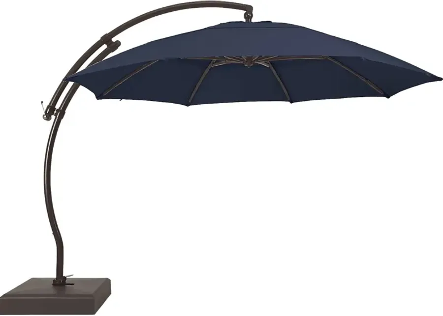 La Mesa Cove 13' Navy Outdoor Curve Cantilever Umbrella with Base and Stand-157