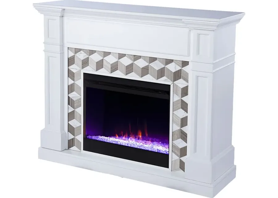 Talmadge I White 48 in. Console, With Color Changing Electric Fireplace-White