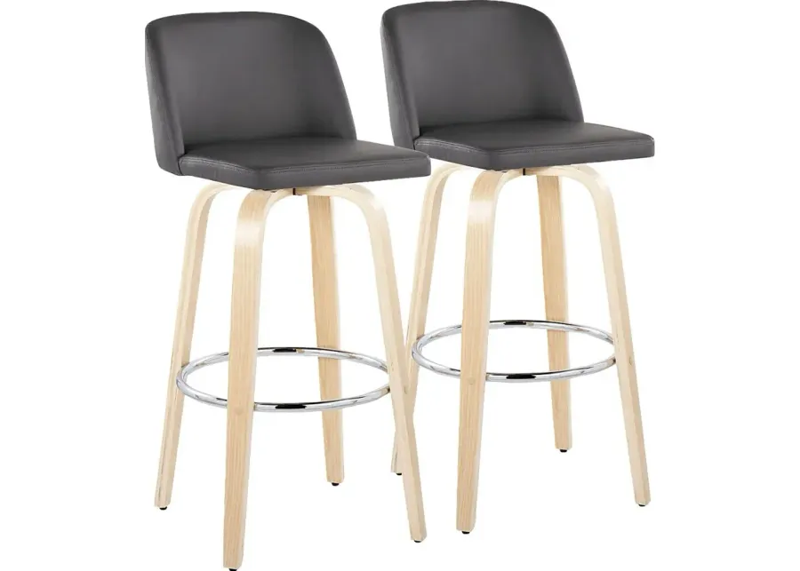 Wymering XVI Gray Swivel Barstool, Set of 2-Gray