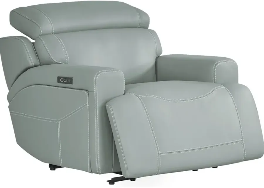 Alessio Mint Leather Dual Power Recliner-44.5