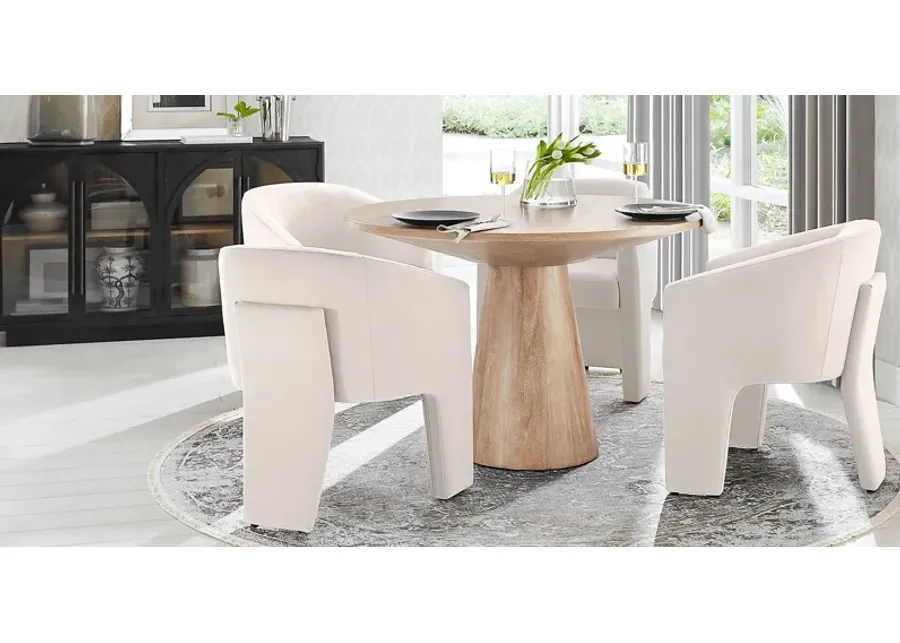 Kendall Natural 5 Pc 48" Round Dining Room with Cream Arm Chairs-47.25