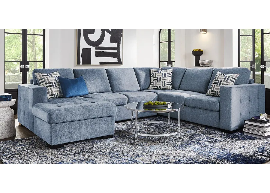 Geneva Blue 3 Pc Sleeper Sectional-126