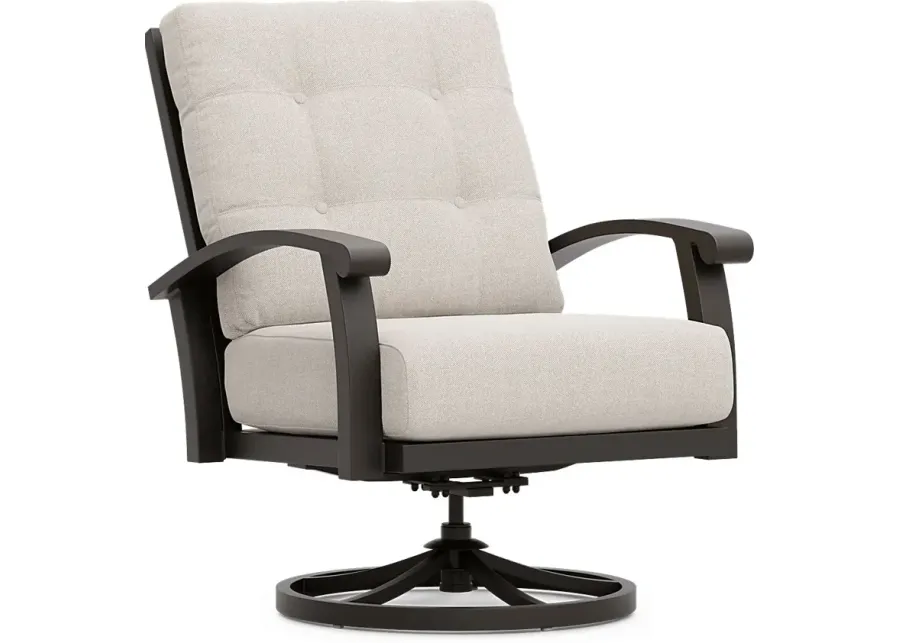 Lake Breeze Aged Bronze Outdoor Swivel Club Chair with Desert Cushions-38