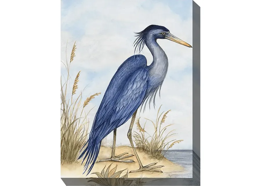 Great Blue Heron Outdoor/Indoor Wall Art-Blue