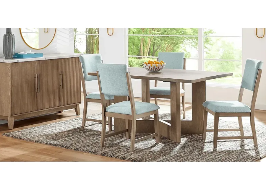 Rosolli Gray 5 Pc Rectangular Dining Room with Blue Upholstered Chairs-60
