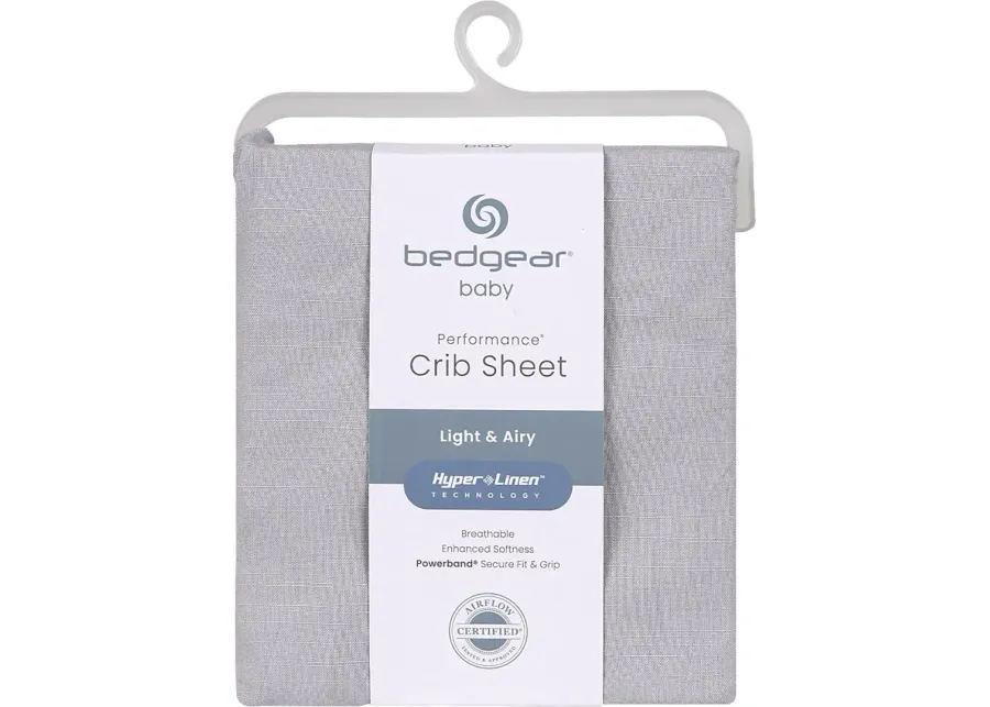 Bedgear Hyper-Linen Light Gray Crib Bed Sheet-Light Gray