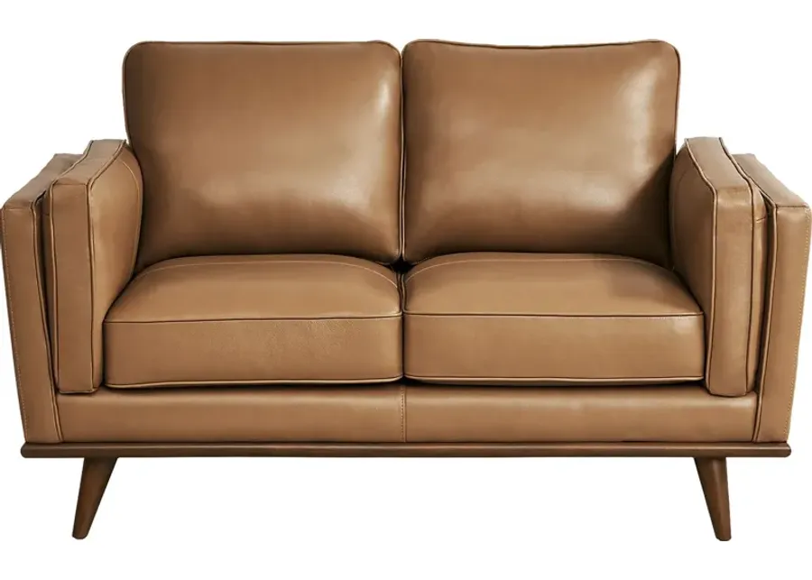 Cassina Court Caramel Leather Loveseat-61