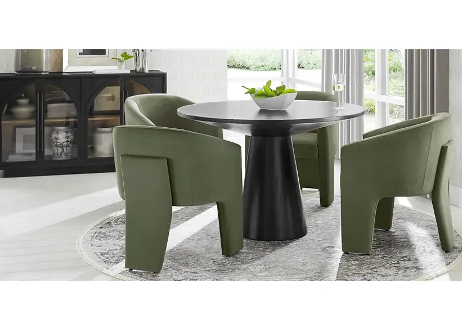 Kendall Black 5 Pc 48" Round Dining Room with Sage Arm Chairs-47.25
