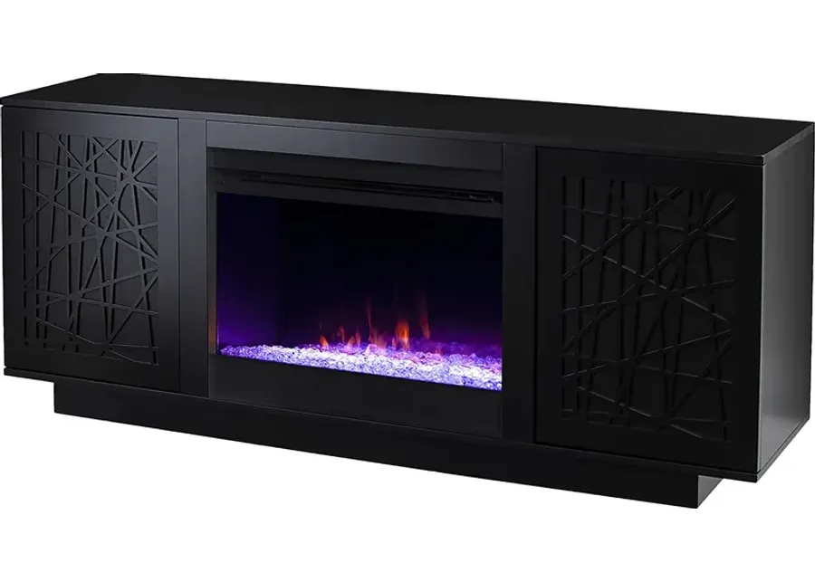 Cannonwolde I Black 60 in. Console, With Color Changing Electric Fireplace-Black