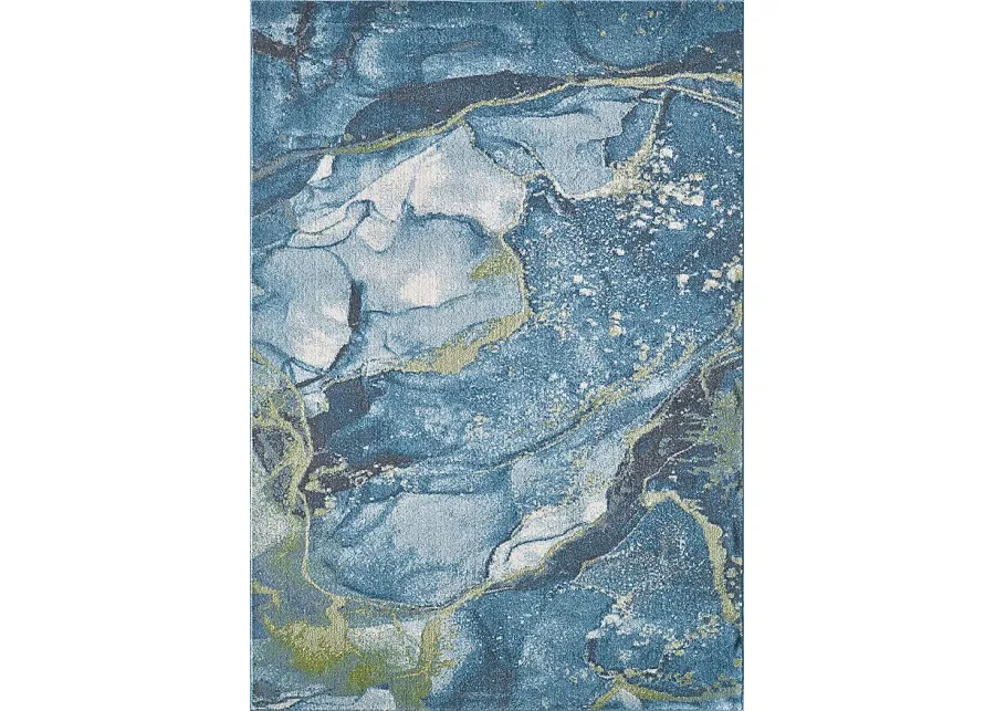 Sutnia Blue 6'7 x 9'6 Rug-Blue, Teal