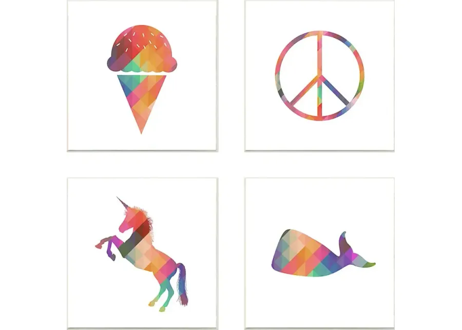 Kids Geometric Rainbow Silhouettes II Set of 4 Artwork-12