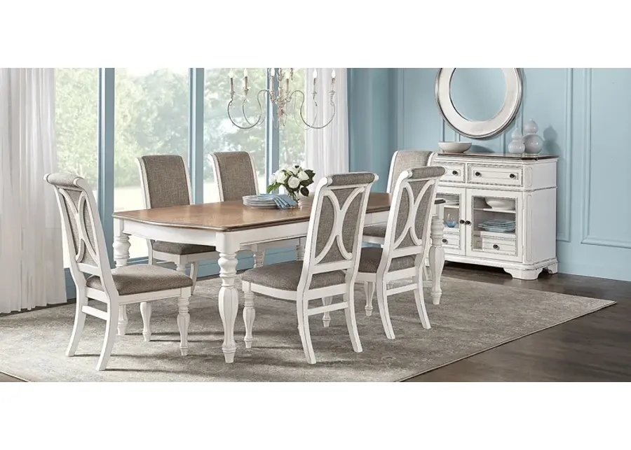 French Market White 5 Pc Rectangle Dining Room with Upholstered Chairs-90
