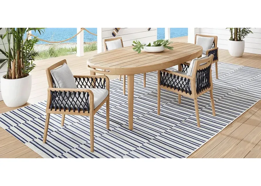 Riva Blonde 5 Pc Oval Outdoor Dining Set with Dove Cushions-86.75