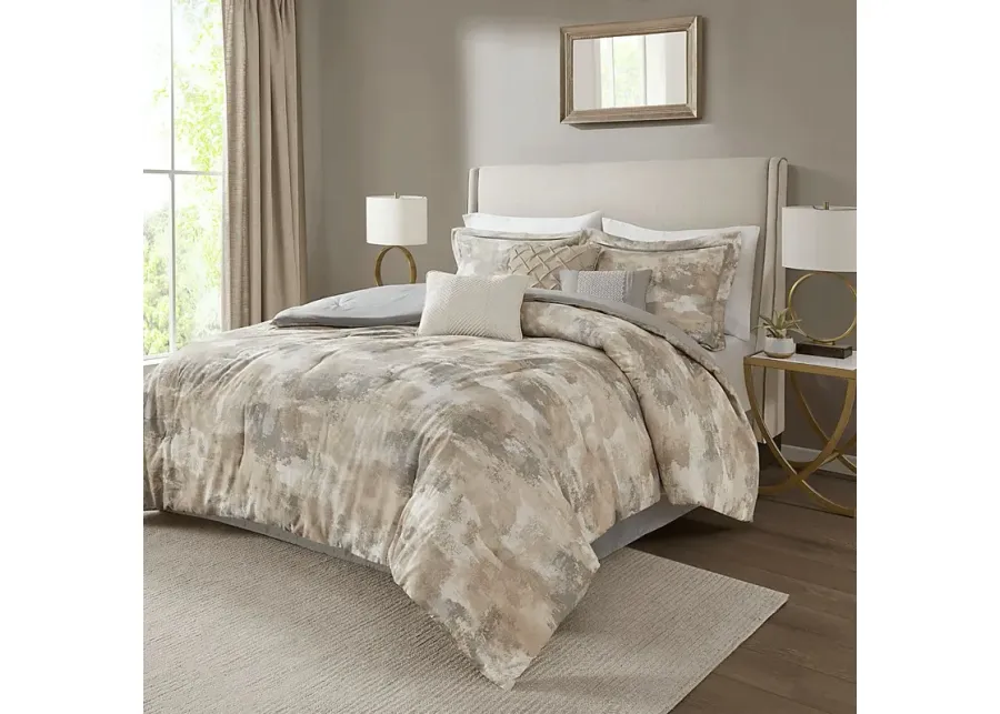 Sophora Gray 7 Pc King Comforter Set-Gray