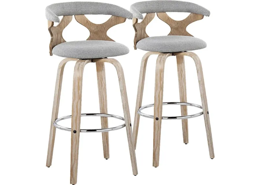 Wyndmoor II Light Gray Swivel Barstool, Set of 2-22