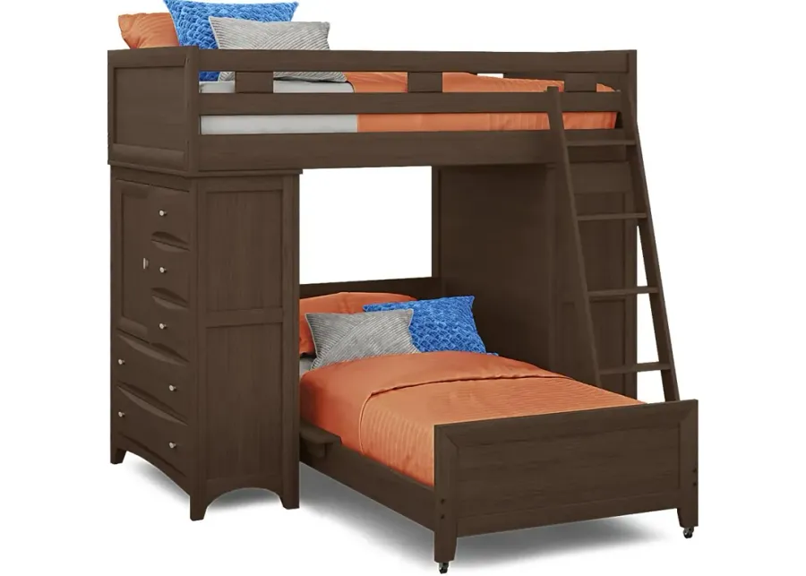Ivy League 2.0 Walnut Twin/Twin Loft with Two Chests-79