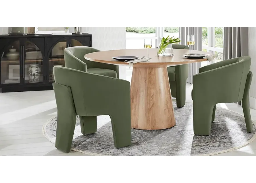 Kendall Natural 5 Pc 59" Round Dining Room with Sage Arm Chairs-59