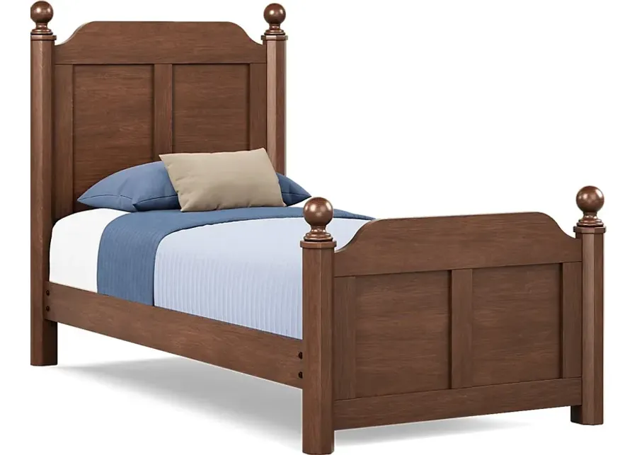 Kids South Bend Brown Cherry Twin Poster Bed-43.9