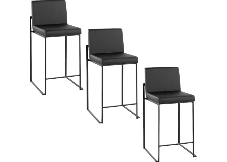 Leserna II Black Counter Height Stool, Set of 3-Black