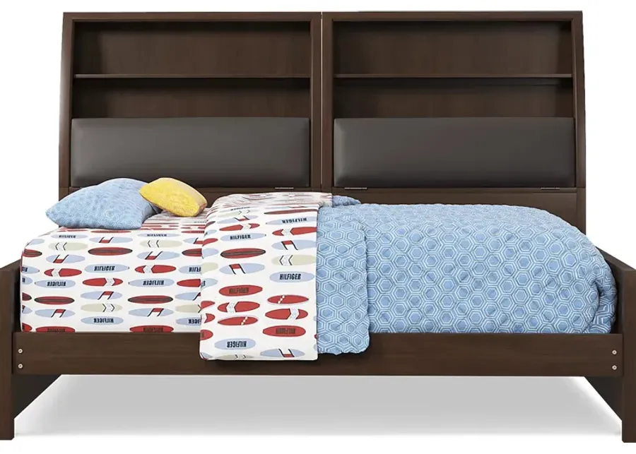Kids Santa Cruz Brown Cherry Full Bookcase Wall Bed-85