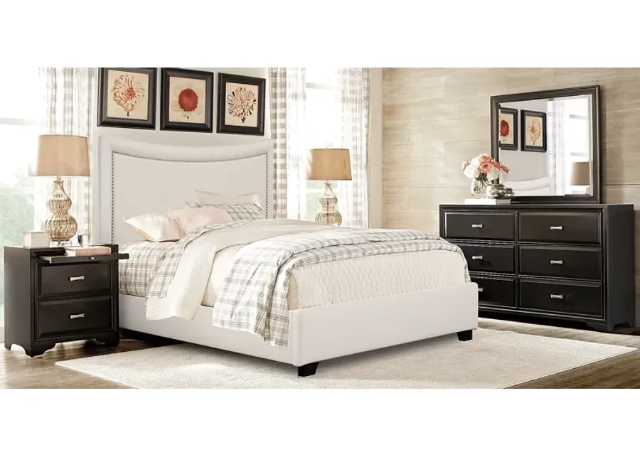 Belcourt Black 5 Pc Bedroom with Genoa Ivory Queen Upholstered Bed-63