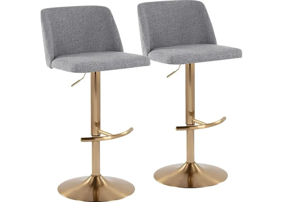 Clyo XIII Gray Adjustable Barstool, Set of 2-Gray