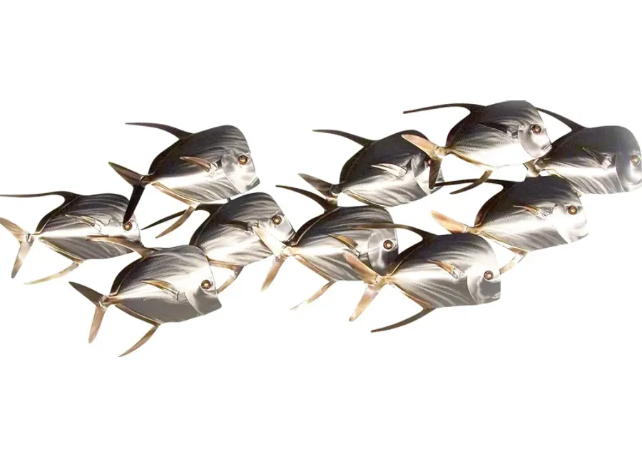 Swim With A Crowd Silver Indoor/Outdoor Wall Art-Silver
