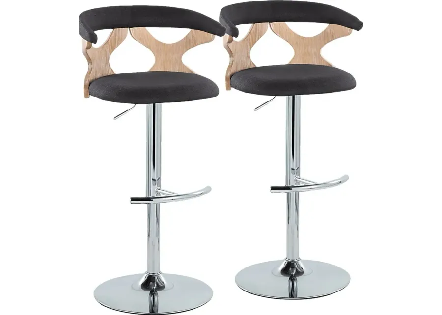Wyndmoor IX Light Charcoal Adjustable Barstool, Set of 2-Charcoal