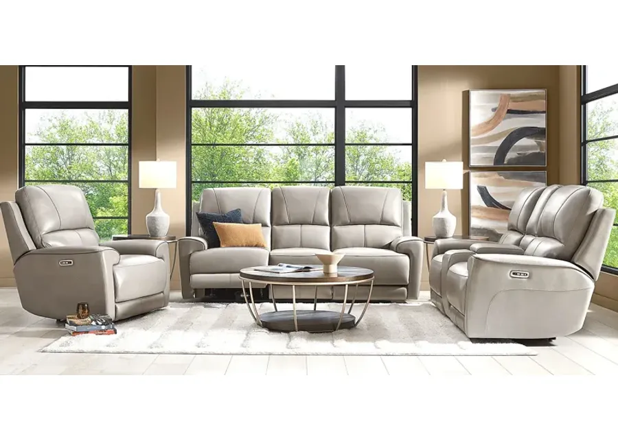 Fremont Gray Leather 3 Pc Dual Power Reclining Living Room-89.75
