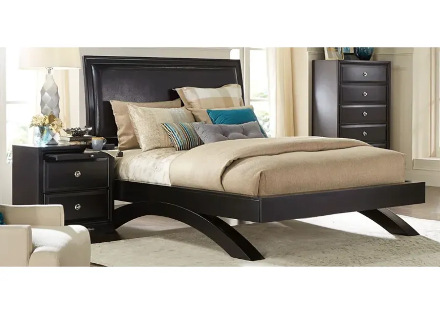 Small Spaces Belcourt Black 5 Pc Queen Upholstered Sleigh Arch Bedroom-66.5