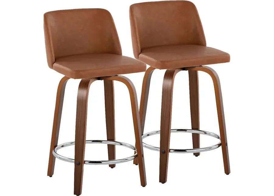 Wymering IX Camel Swivel Counter Height Stool, Set of 2-Camel