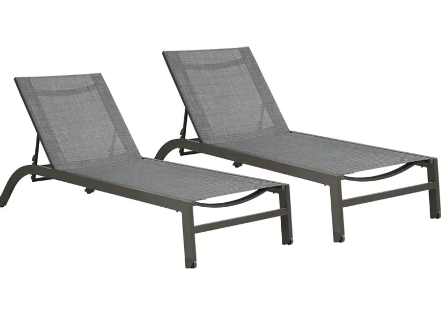 Ocean Tide Gray Outdoor Chaise, Set of 2-20