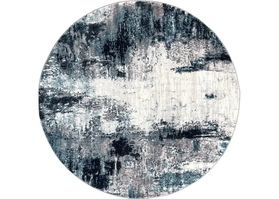 Polvogt I Blue 5'3 Round Rug-Charcoal, Blue