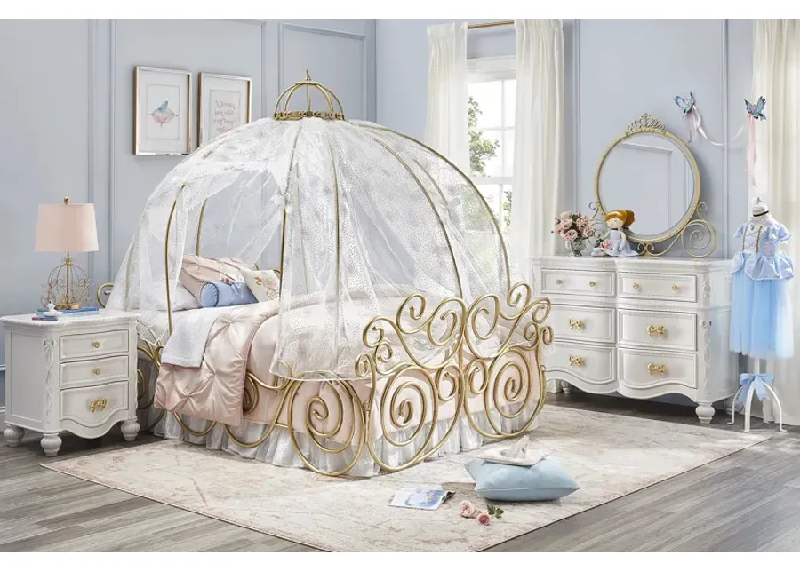 Disney Princess Sparkle White Bedroom with Royal Gold Full Carriage Bed