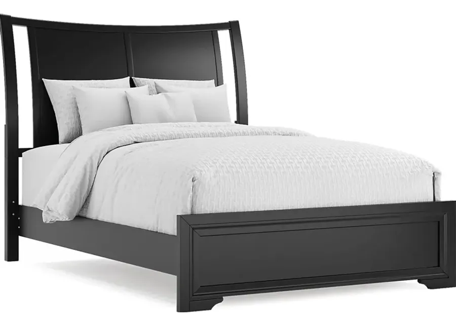 Belcourt Black 3 Pc King Curved Sleigh Bed-82.5