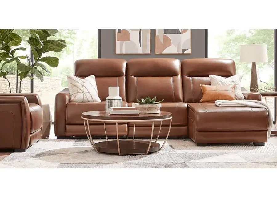 Newport Brown Leather 3 Pc Dual Power Reclining Sectional-111.5