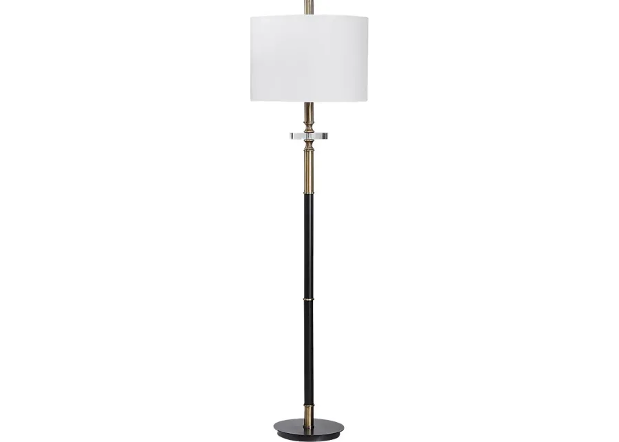 Thalia Loop Black Floor Lamp-Black