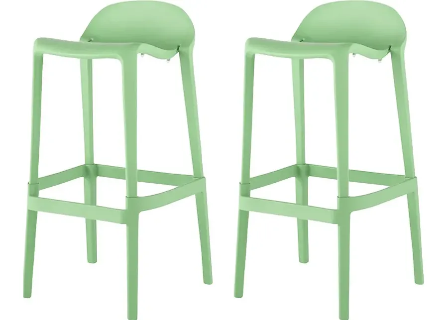 Outdoor Lulia Green Barstool, Set of 2-Green