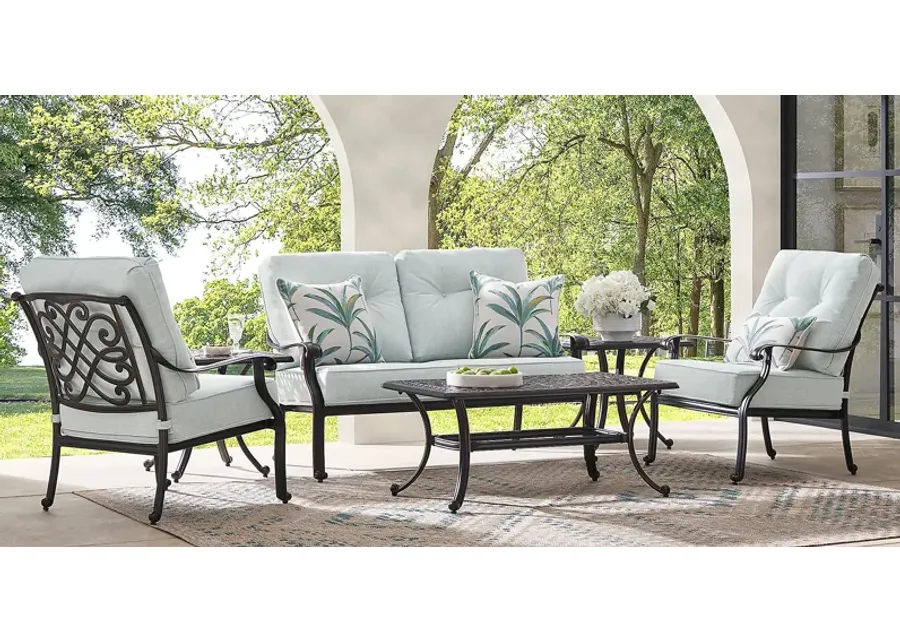 Carina Bronze 4 Pc Outdoor Loveseat Seating Set with Sky Cushions-55.25