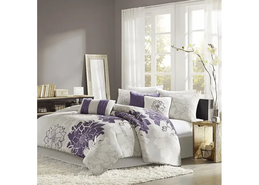 Cabildo Purple 7 Pc California King Comforter Set-Purple