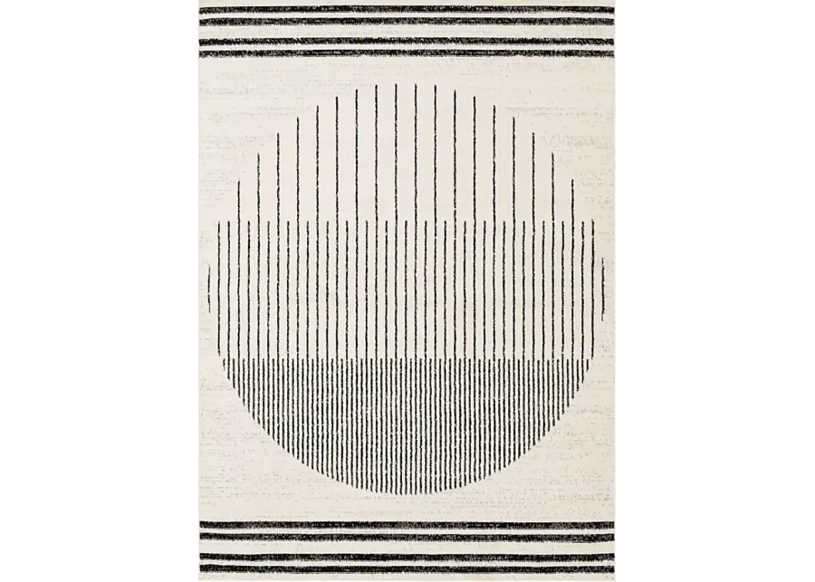 Spofford IV Black 5' x 7' Rug-Off-White, Black