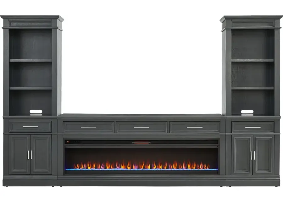 Stephenson Dark Gray 4 Pc Wall Unit with 78 in. Console and Electric Fireplace-132.5