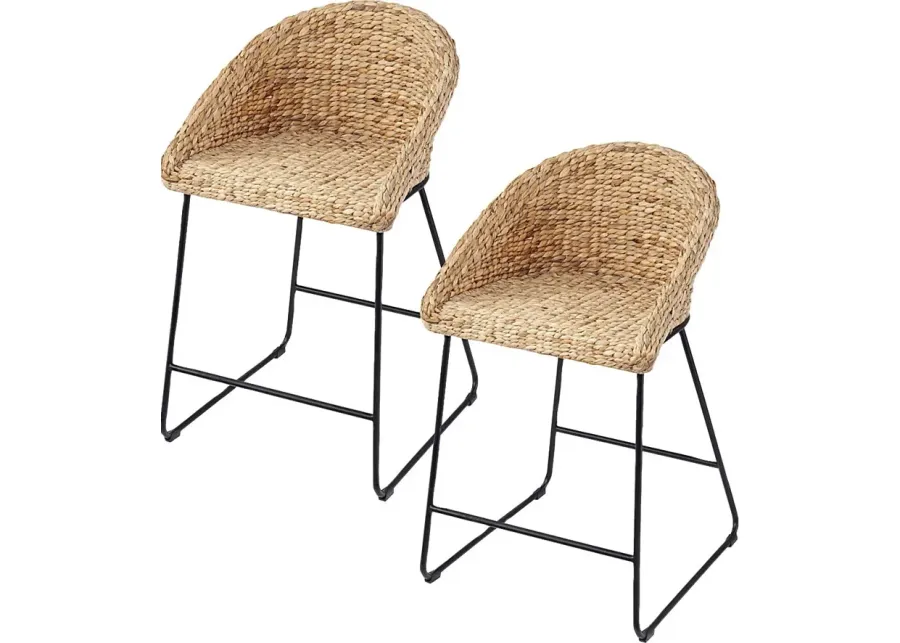 Bawell Natural Counter Height Stool, Set of 2-Natural