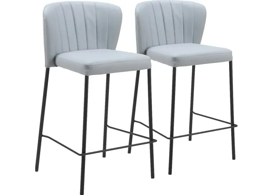 Ivie Gray Counter Height Stools, Set of 2-Gray