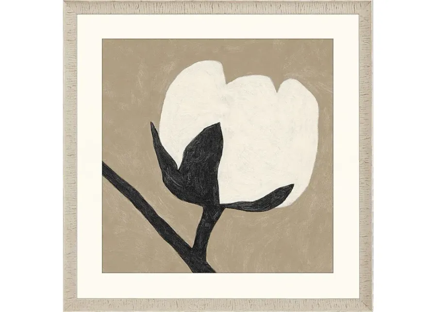 Flower Solo White Framed Artwork-White