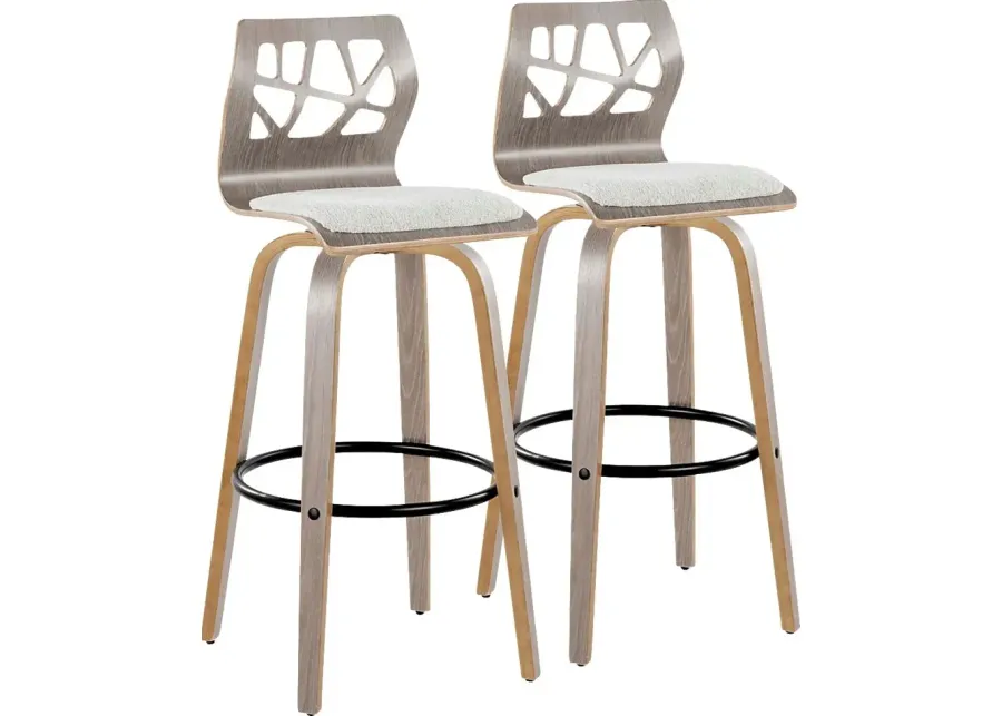 Watsonia III Light Gray Swivel Barstool, Set of 2-Gray