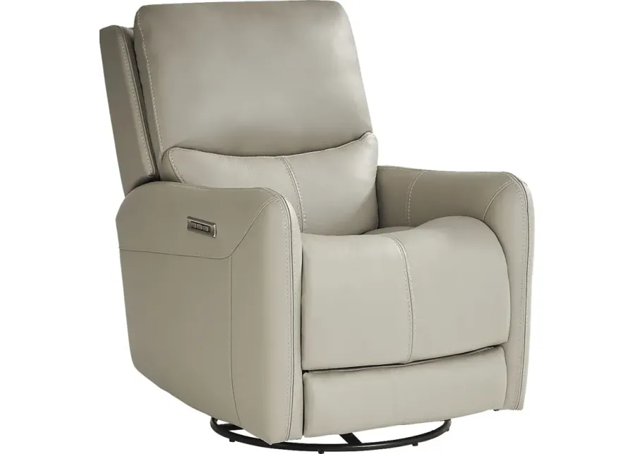Hudson Place Dove Leather Triple Power Swivel Recliner-31